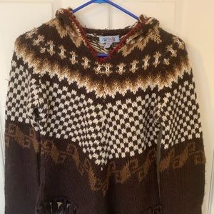 BDG S/M Urban Outfitters hoodie sweater poncho fringe aztec boho hippie ethnic